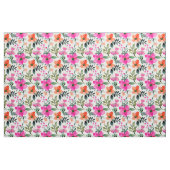 Orange Pink Aquarellfarben Blume Grün Blätter Weiß Stoff (Fat Quarter (45,7 x 55,9 cm))