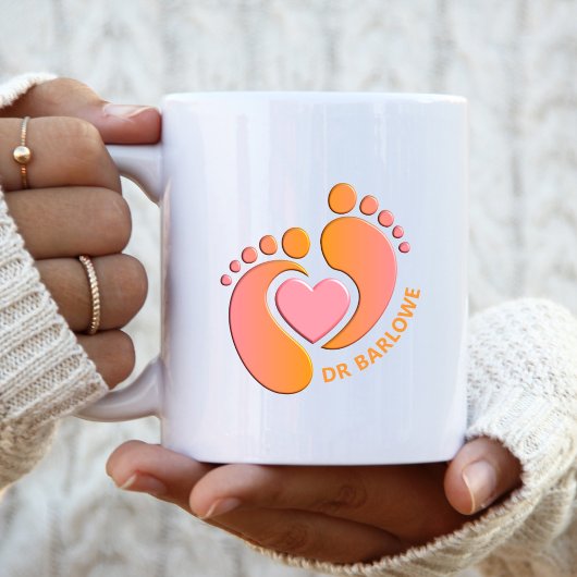 Orange Pink Baby Feet Herz Tasse