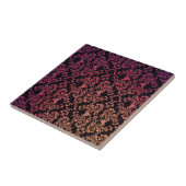 Orange Pink Black Damask Muster Fliese (Seite)