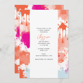 Orange Pink Blue Abstrakt Modern Baby Dusche Einladung (Vorne/Hinten)