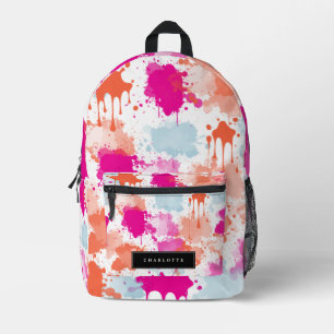 Orange Pink Blue Abstrakt Modern Girl School Bedruckter Rucksack
