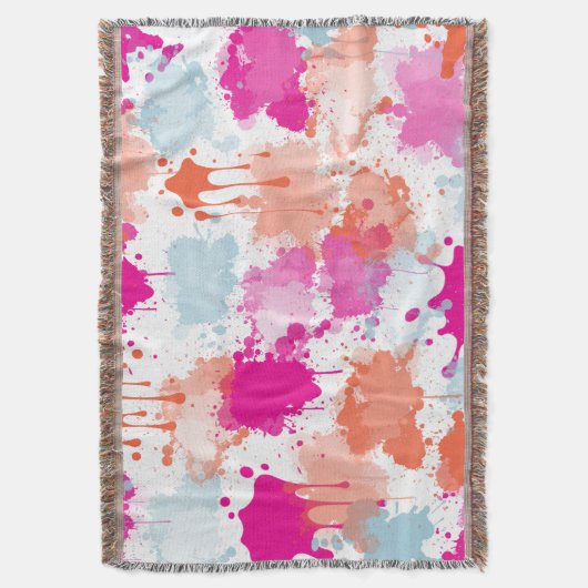 Orange Pink Blue Abstrakt Modern Paint Splash Decke (Vorderseite Vertikal)