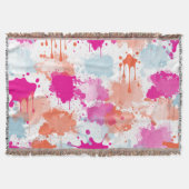Orange Pink Blue Abstrakt Modern Paint Splash Decke (Vorderseite)