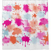 Orange Pink Blue Abstrakt Modern Paint Splash Duschvorhang (Vorderseite)