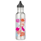 Orange Pink Blue Abstrakt Modern Paint Splash Edelstahlflasche (Links)