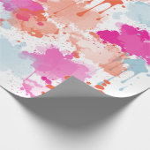 Orange Pink Blue Abstrakt Modern Paint Splash Geschenkpapier (Ecke)