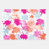 Orange Pink Blue Abstrakt Modern Paint Splash Geschenkpapier Set (Vorderseite 3)