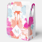 Orange Pink Blue Abstrakt Modern Paint Splash Geschenkschachtel (Geöffnet)