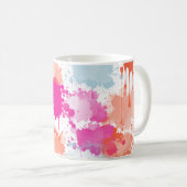 Orange Pink Blue Abstrakt Modern Paint Splash Kaffeetasse (VorderseiteRechts)