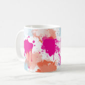 Orange Pink Blue Abstrakt Modern Paint Splash Kaffeetasse (Vorderseite Links)