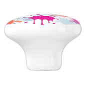 Orange Pink Blue Abstrakt Modern Paint Splash Keramikknauf (Seitenansicht)