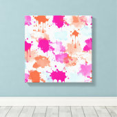 Orange Pink Blue Abstrakt Modern Paint Splash Leinwanddruck (Insitu (Holzboden))