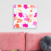 Orange Pink Blue Abstrakt Modern Paint Splash Leinwanddruck (Insitu (Wohnzimmer))