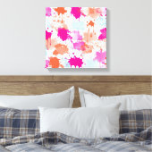 Orange Pink Blue Abstrakt Modern Paint Splash Leinwanddruck (Insitu (Schlafzimmer))