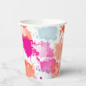 Orange Pink Blue Abstrakt Modern Paint Splash Pappbecher (Links)