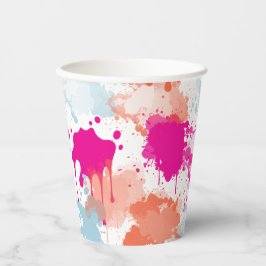 Orange Pink Blue Abstrakt Modern Paint Splash Pappbecher