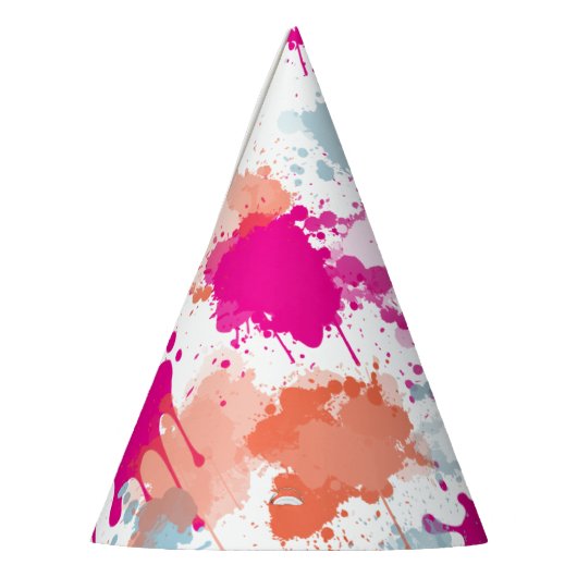 Orange Pink Blue Abstrakt Modern Paint Splash Partyhütchen (Links)