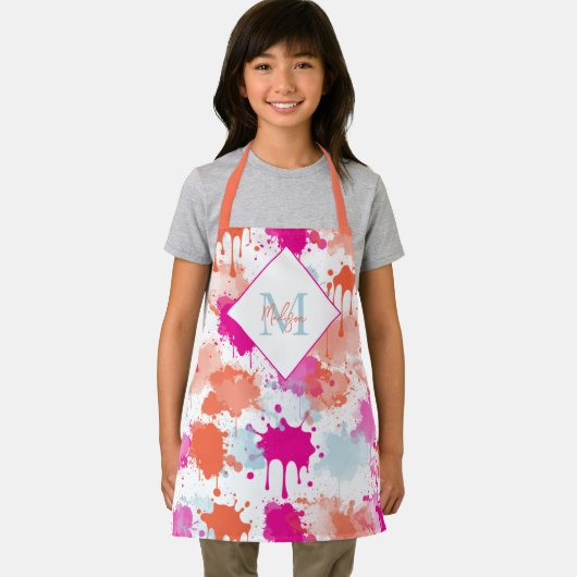 Orange Pink Blue Abstrakt Modern Paint Splash Schürze (Insitu)