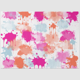 Orange Pink Blue Abstrakt Modern Paint Splash Seidenpapier