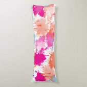 Orange Pink Blue Abstrakt Modern Paint Splash Seitenschläferkissen (Vorderseite Vertikal)