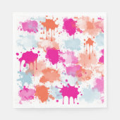 Orange Pink Blue Abstrakt Modern Paint Splash Serviette (Vorderseite)
