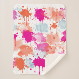 Orange Pink Blue Abstrakt Modern Paint Splash Sherpadecke