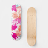 Orange Pink Blue Abstrakt Modern Paint Splash Skateboard (Vorderseite)