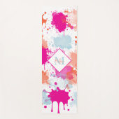 Orange Pink Blue Abstrakt Modern Paint Splash Yogamatte (Vorderseite)