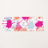 Orange Pink Blue Abstrakt Modern Paint Splash Yogamatte (Vorderseite (Horizontal))