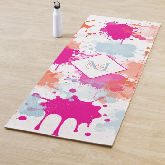 Orange Pink Blue Abstrakt Modern Paint Splash Yogamatte (Beispiel)