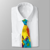 Orange Pink Blue Yellow Floral Abstrakt farbig Krawatte (Gebunden)