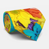 Orange Pink Blue Yellow Floral Abstrakt farbig Krawatte (Gerollt)