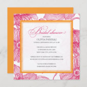 ORANGE + PINK-BLUME| BRAUTPARTY INVIP EINLADUNG (Vorne/Hinten)