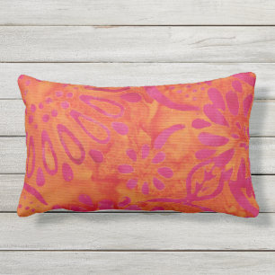 Orange-Pink-Boho-Batik-Blumenmuster für den Außenb Kissen Für Draußen