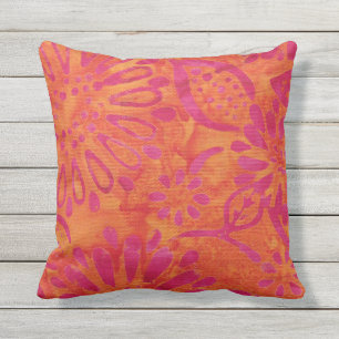 Orange Pink Boho Batik Blumenmuster Kissen