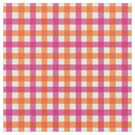 Orange & Pink Bright Summer Gingham Kariert / Tart Stoff (Nahaufnahme)