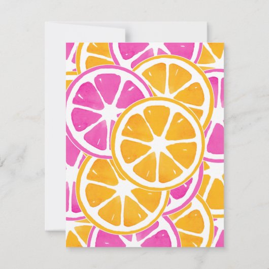 Orange Pink Citrus Slices Einladung (Rückseite)