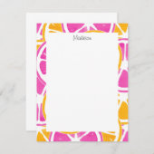 Orange Pink Citrus Slices Mitteilungskarte (Vorne/Hinten)