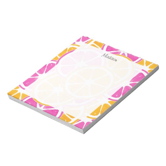 Orange Pink Citrus Slices Notizblock (Rotiert)