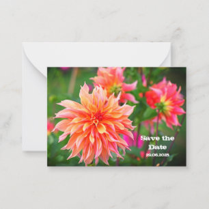 Orange & Pink Dahlia Save the Date zum Geburtstag  Mitteilungskarte
