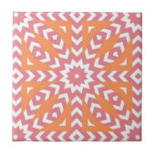 Orange & Pink Ethnic Mosaic Geometric Muster Fliese (Vorderseite)