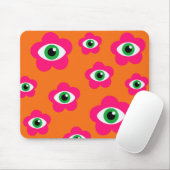 Orange&Pink Evil Eye Blume Mouse Pad Mousepad (Mit Mouse)
