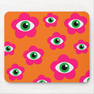 Orange&Pink Evil Eye Blume Mouse Pad Mousepad