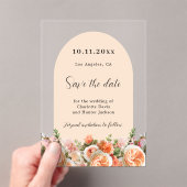 Orange pink floral arch wedding Save the Date Card Acryleinladungen (Insitu (Handheld))