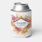 Orange & Pink Floral Bouquet Geburtstag Dosenkühler (Kanne Rückseite)