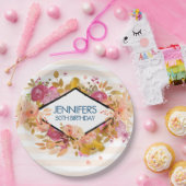 Orange & Pink Floral Bouquet Geburtstag Pappteller (Party)