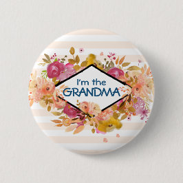 Orange & Pink Floral Bouquet Grandma Button