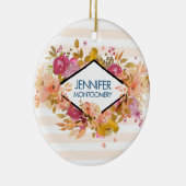 Orange & Pink Floral Bouquet Keramik Ornament (Rechts)