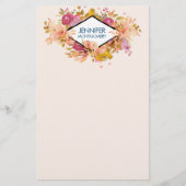 Orange & Pink Floral Bouquet mit Diamantrahmen Briefpapier (Vorderseite)