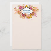 Orange & Pink Floral Bouquet mit Diamantrahmen Briefpapier (Vorne/Hinten)